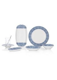 Schafer Sophie Lac01 Desenli 32 Parça 6 Kişilik Porselen Kahvaltı Takımı Lacivert