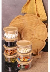 Bambum Duo Yuvarlak 7 Parça Cam Kahvaltı Takımı Kahverengi