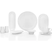 Schafer Weekend Beyaz01 36 Parça 6 Kişilik Porselen Kahvaltı Takımı Beyaz