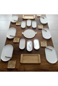 Bi Bu Evim Mkt104 Oval 33 Parça 6 Kişilik Porselen Kahvaltı Takımı Beyaz