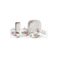 Korkmaz Bonjour Collection A8617 Desenli 30 Parça 6 Kişilik Porselen Kahvaltı Takımı Beyaz