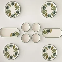 Es Kitchen Çiçek Yuvarlak Desenli 10 Parça 4 Kişilik Seramik Kahvaltı Takımı Beyaz