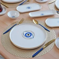 Glore Glance Yuvarlak Desenli 32 Parça 6 Kişilik Seramik Kahvaltı Takımı Altın