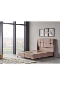 Md Relax Soft 140 x 190 cm Ayrılabilen Başlıklı Çift Kişilik Sandıklı Baza Seti Vizon