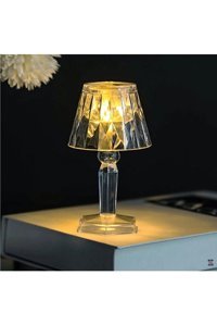 Alina Home Lüx Kristal Tekli Cam Tek Ayak Abajur Kristal Taş