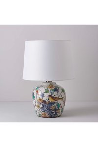 Linens Fauna Çok Renkli Tekli Porselen Tek Ayak Abajur Çok Renkli