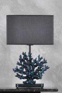 Qdec Modern Dizayn Mercan Turkuaz Gri Tekli Metal - Kumaş - Reçine Tek Ayak Abajur Gri