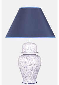 Qdec Bleu Blanc Şah Seyrek Halıç K.Mavi Tekli Kumaş Tek Ayak Abajur K.Mavi
