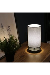 Homing Gri Kumaş Silindir Modern Tekli Metal Tek Ayak Abajur Gri