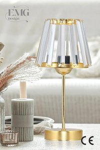 Evlight Konik Modern Klasik Tekli Cam Tek Ayak Abajur Şeffaf