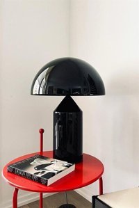 Modern Siyah Mantar Tekli Metal Tek Ayak Abajur Siyah