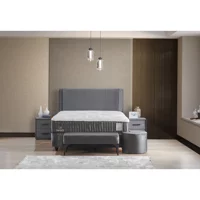 Abc Bedding Beauty 120 x 200 cm Başlıklı Çift Kişilik Sandıklı Baza Seti Gri