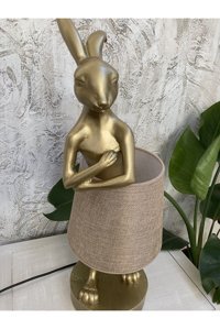 Wowocraft Tavşan Tekli Metal Tek Ayak Abajur Gold