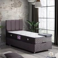 Setay Tetra 90x190 cm Başlıklı Yataklı Sandıklı Tek Kişilik Baza Seti Antrasit Gri