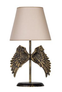 Qdec Modern Dizayn Melek Gold-Bej Tekli Metal - Kumaş - Reçine Tek Ayak Abajur Gold - Bej