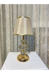 Abajuraksesuar Buenos Tkr Kristal Gold-61-Xs Tekli Kumaş Tek Ayak Abajur Gold