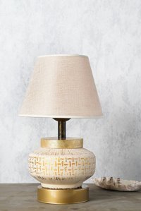 Hmydesign Larmes Krem Gold Tekli Metal Tek Ayak Abajur Bej