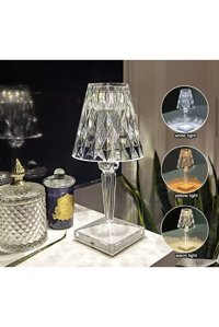 Fico Home Modern Luxury Kristal Tekli Kristal Tek Ayak Abajur Şeffaf