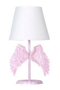 Qdec Modern Dizayn Melek Pembe-Beyaz Tekli Kumaş Tek Ayak Abajur Pembe-Beyaz
