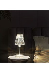 Fico Home Luxury Crystal Tekli Kristal Tek Ayak Abajur Şeffaf