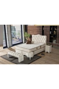 Hammak Home Dream 150 x 200 cm Ayrılabilen Yataklı Başlıklı Çift Kişilik Sandıklı Baza Seti Bej