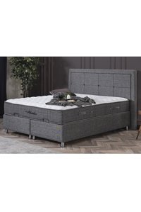 Weltew Home Atlantis 150 x 200 cm Ayrılabilen Başlıklı Çift Kişilik Sandıklı Baza Seti Gri