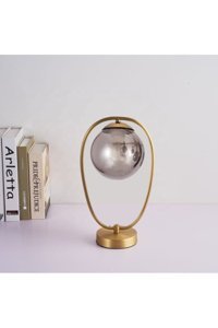 Ömür Avize Dallas Eskitme Füme Globe Tekli Metal Tek Ayak Abajur Mor