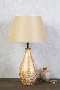 Hmydesign Girafe Krem Gold Tekli Kumaş Tek Ayak Abajur Krem - Gold