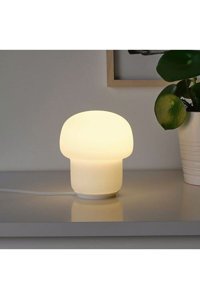 Homhet Tokabo Opal Beyaz Tekli Cam Tek Ayak Abajur Beyaz