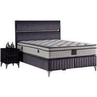 Mobilya Dükkanım Silver 150 x 200 cm Ayrılabilen Yataklı Başlıklı Çift Kişilik Sandıklı Baza Seti Antrasit