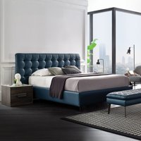 Enza Home Giorno 160 x 200 cm Başlıklı Çift Kişilik Sandıklı Baza Seti Petrol