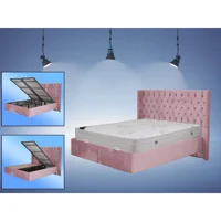 Berksan Uyku Dünyası 180 x 200 cm Yataklı Başlıklı Çift Kişilik Sandıklı Baza Seti Pembe