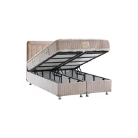 Belletto Valencia 120x200 cm Başlıklı Yataklı Sandıklı Tek Kişilik Baza Seti Krem