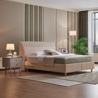 Enza Home Basel 180 x 200 cm Ayrılabilen Başlıklı Çift Kişilik Sandıklı Baza Seti Bej
