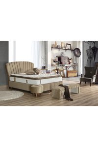 Hammak Home Vera 180 x 200 cm Yataklı Başlıklı Çift Kişilik Baza Seti Kahverengi