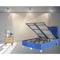 Berksan Uyku Dünyası 160 x 200 cm Ayrılabilen Başlıklı Çift Kişilik Sandıklı Baza Mavi
