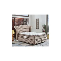 Zelis Mobilya Venedik 160 x 200 cm Yataklı Başlıklı Çift Kişilik Sandıklı Baza Seti Kahverengi