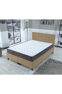 İpek Mobilya Alto 120 x 200 cm Yataklı Başlıklı Çift Kişilik Sandıklı Baza Seti Bej
