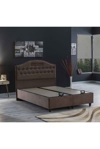 İpek Mobilya Nima 150 x 200 cm Yataklı Başlıksız Çift Kişilik Sandıklı Baza Seti Kahverengi