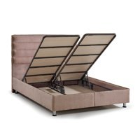 Md Sedef 150 x 200 cm Ayrılabilen Başlıklı Çift Kişilik Sandıklı Baza Seti Pudra