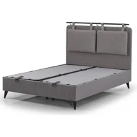 Armis Bamboo 200 x 200 cm Başlıksız Çift Kişilik Sandıklı Baza Gri
