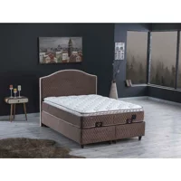 İpek Mobilya Starmaks 180 x 200 cm Ayrılabilen Başlıklı Çift Kişilik Sandıklı Baza Seti Sütlü Kahve