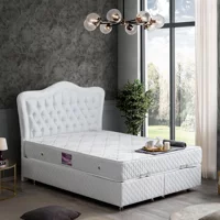 Setay Camelli 150 x 200 cm Ayrılabilen Başlıklı Çift Kişilik Sandıklı Baza Seti Beyaz