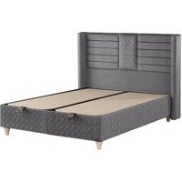 Mobilya Dükkanım Yaren 150 x 200 cm Ayrılabilen Başlıklı Çift Kişilik Sandıklı Baza Seti Gri