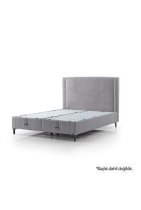 Armis Hybrid 180 x 200 cm Başlıksız Çift Kişilik Sandıklı Baza Gri