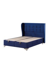 Mobilya Dükkanım Blue 150 x 200 cm Başlıklı Çift Kişilik Sandıklı Baza Seti Mavi