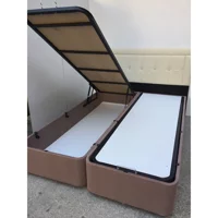 Bengi Ticaret 150 x 200 cm Ayrılabilen Başlıklı Çift Kişilik Sandıklı Baza Seti Açık Kahverengi