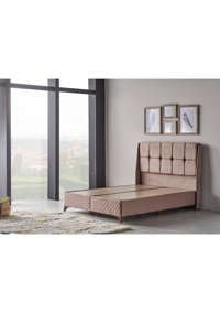 Md Relax Soft 160 x 200 cm Ayrılabilen Başlıklı Çift Kişilik Sandıklı Baza Seti Vizon