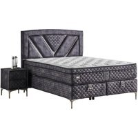 Mobilya Dükkanım Niobe 150 x 200 cm Ayrılabilen Yataklı Başlıklı Çift Kişilik Sandıklı Baza Seti Antrasit