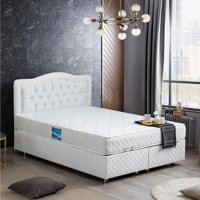 Setay Şah 200 x 160 cm Ayrılabilen Başlıklı Çift Kişilik Sandıklı Baza Seti Beyaz